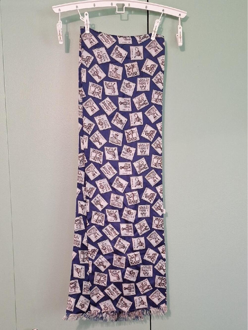 Zodiac Astrology Blue And White Pattern Scarf